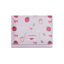 Cute Strawberry Sweet Girl Wallet with Card Holder Short Purse PU Leather Wallet