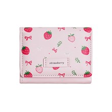 Cute Strawberry Sweet Girl Wallet with Card Holder Short Purse PU Leather Wallet