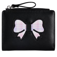 Cute Bow Sweet Girl Wallet with Card Holder Short Purse Black PU Leather Wallet